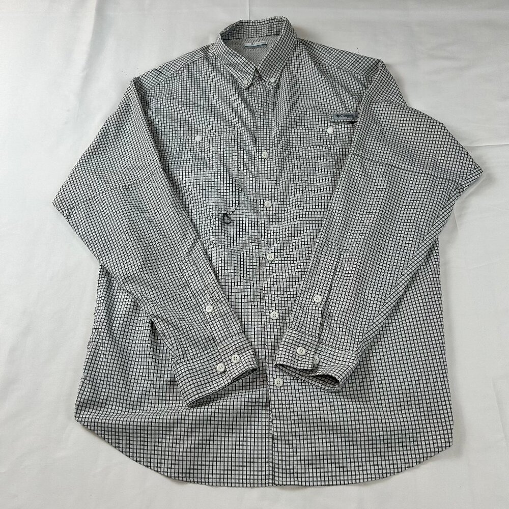 Columbia Men’s Black & White Plaid Shirt Size XL Preowned Excellent Condition